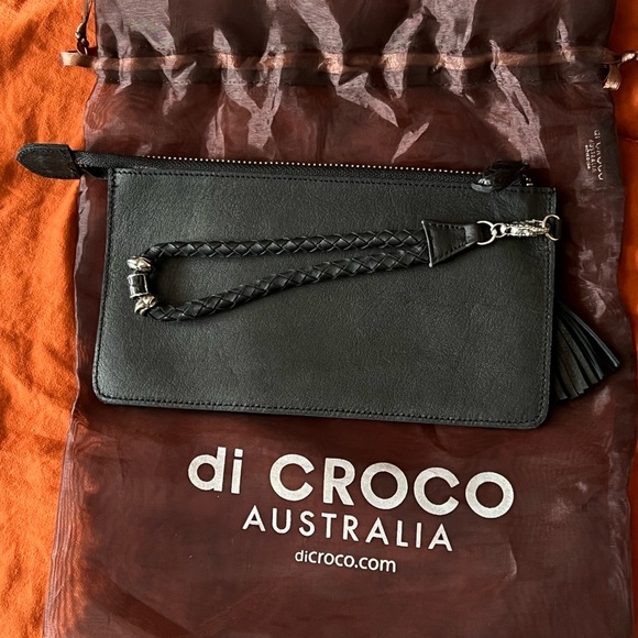 Black Crocodile Leather Wristlet - Picture 2 of 8